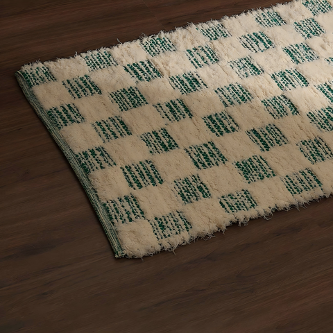 Checker Accent Rug 36x24" - Soft Cotton Blend Scatter Rug for Living Room, Bedroom, Entryway &amp; Home Decor - Textured Plush Comfort, Fringed Edges, Rustic Green