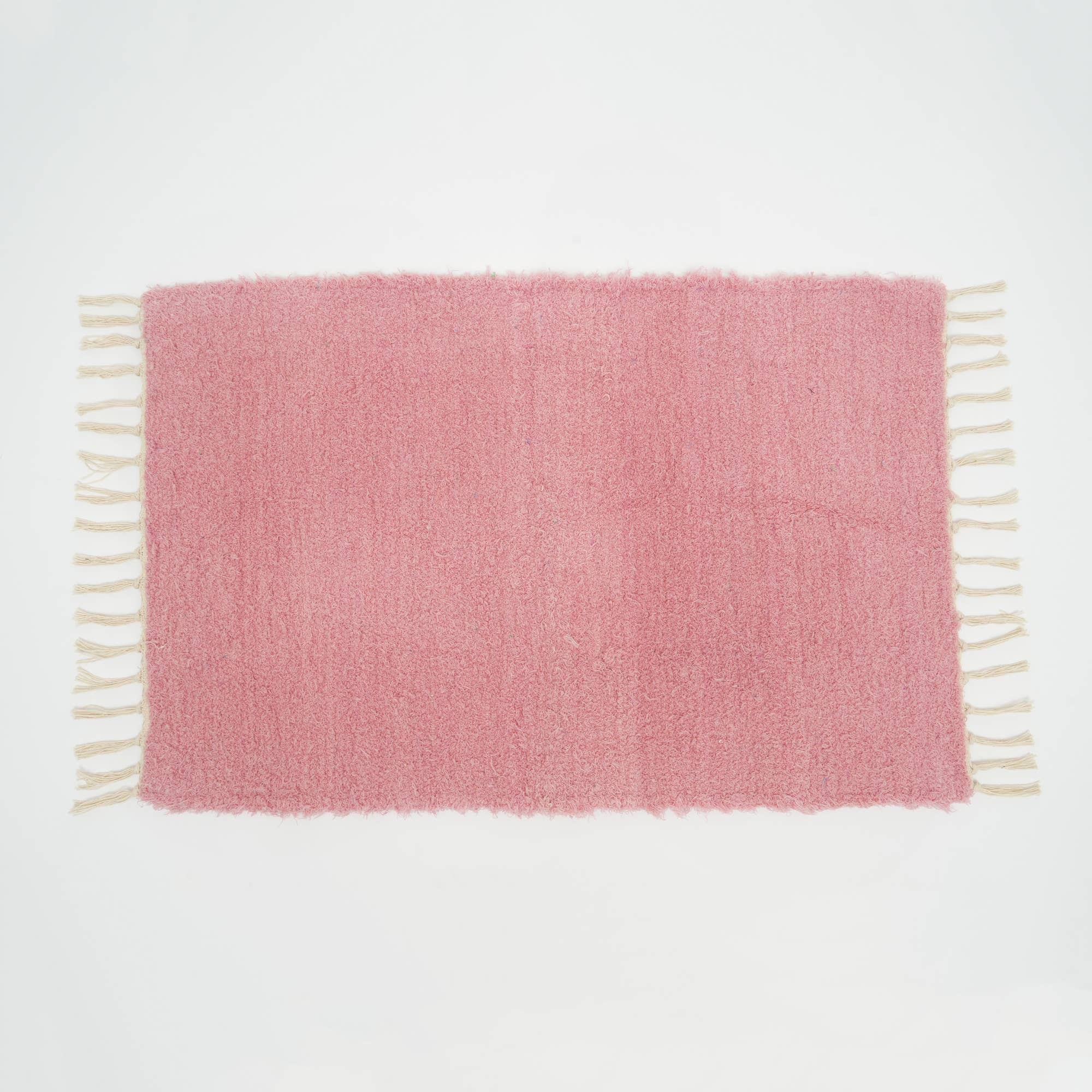 Camelot 36x24" Pink Scatter Rug - Soft Cotton Blend Accent Mat for Living Room, Bedroom, Entryway, Home Decor | Textured Comfort with Fringed Edges, Handmade Look, Easy Care