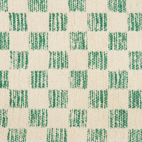 Checker Accent Rug 36x24" - Soft Cotton Blend Scatter Rug for Living Room, Bedroom, Entryway &amp; Home Decor - Textured Plush Comfort, Fringed Edges, Rustic Green