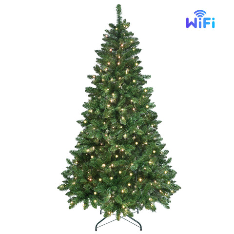 6ft Green Christmas Tree: WiFi RGB LED Lights (300 LEDs, 38 Functions, Music Sync), 751 PVC Tips, Hinged, Metal Stand - Smart App Controlled Holiday Decor for Festive Home Parties