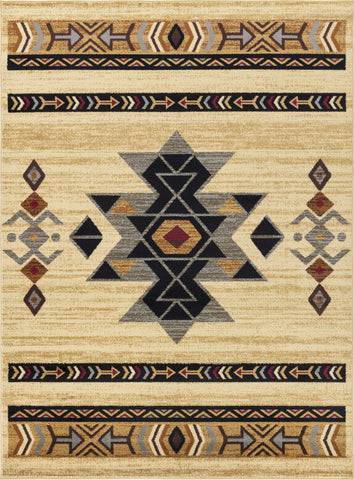 Tribes GC Southwest Cream Polypropylene Area Rug Runner (2'7" x 7'3") - Stain Resistant, Kid &amp; Pet Friendly, Durable Jute Backing, 0.39" Pile, Made in Turkey