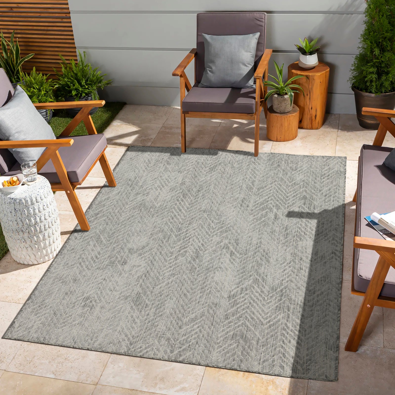 Sunshine GC_HAR2012 Silver 2'7"x7'3" Indoor/Outdoor Flatweave Polypropylene Area Rug, Stain-Resistant, Easy Clean, Durable, Made in Turkey