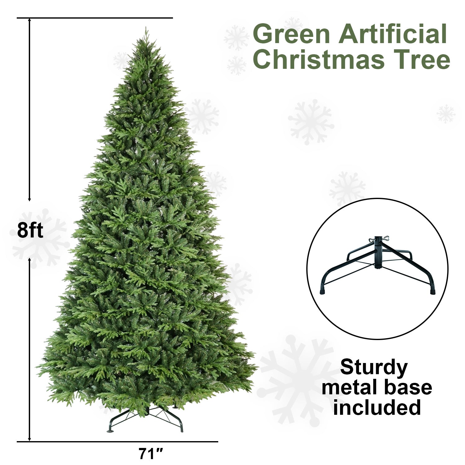 7.5ft Premium Hinged Artificial Christmas Tree - Realistic PE+PVC Pine with 3135 Tips, Easy Fluff, Sturdy Metal Stand for Indoor/Outdoor Holiday Decor