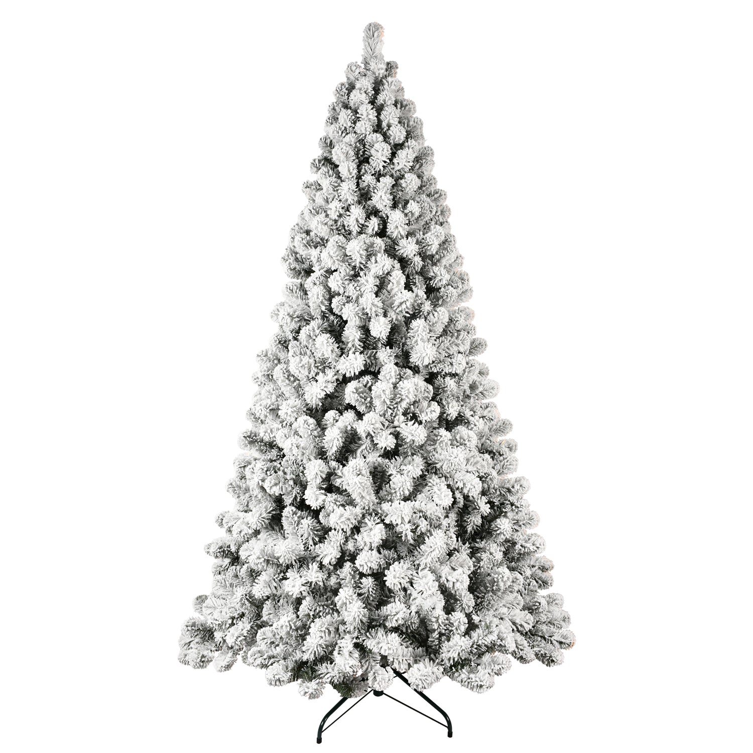 9ft Snow-Flocked Christmas Tree: 650 Warm White UL Lights, Auto-Unfold Memory Wire, 1930 PVC Tips, Stable Metal Stand for Cozy Holiday Decor
