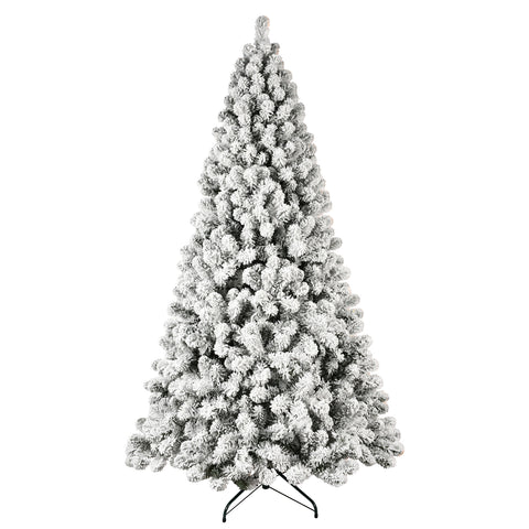 6ft Snow-Flocked Pre-Lit Christmas Tree - 300 Warm White UL Lights, Auto-Unfold Memory Wire, Easy Assembly, Stable Metal Stand - Snowy Holiday Decor for Home &amp; Office