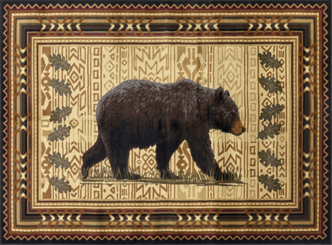 Nature's Nest Black Lodge Area Rug 5'3"x7'3" | 100% Polypropylene Southwestern Bear Design | Durable, Stain-Resistant, Low Pile for High-Traffic Areas & Entryways