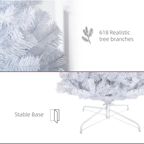 HOMCOM 6ft White Pencil Christmas Tree - Unlit Slim Artificial Douglas Fir with 618 Realistic Tips, Flame-Retardant Plastic, Easy Assembly & Storage for Festive Home Decor