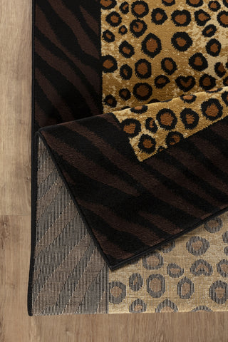 Tribes GC_YLS4014 7'10"x10'3" Animal Print Area Rug - Beige/Black Polypropylene Lodge Style for Living Room, Den, Boutique - Stain Resistant, Durable