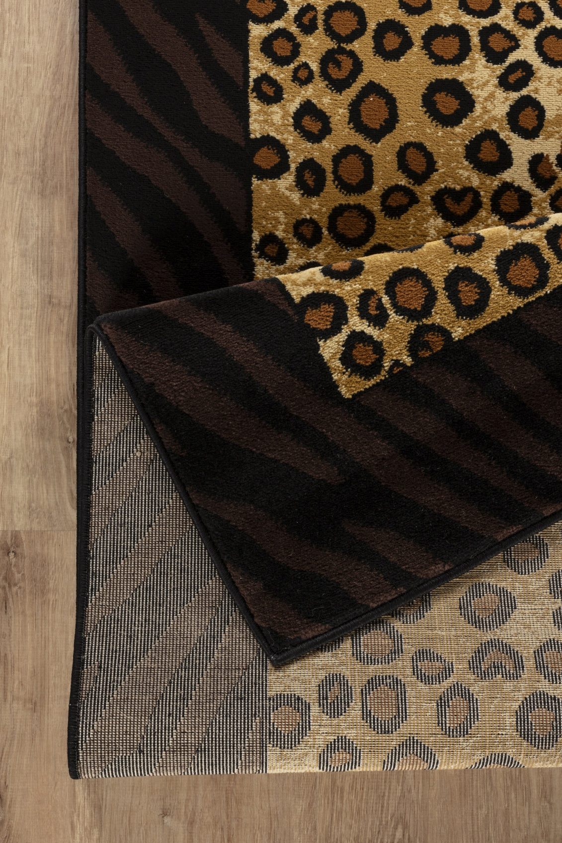 Tribes GC 5x7 ft. Animal Print Area Rug - Beige/Black Polypropylene Tiger Leopard Wild Style Lodge Rug, 0.39" Pile, Stain Resistant, Kid &amp; Pet Friendly, Made in Turkey