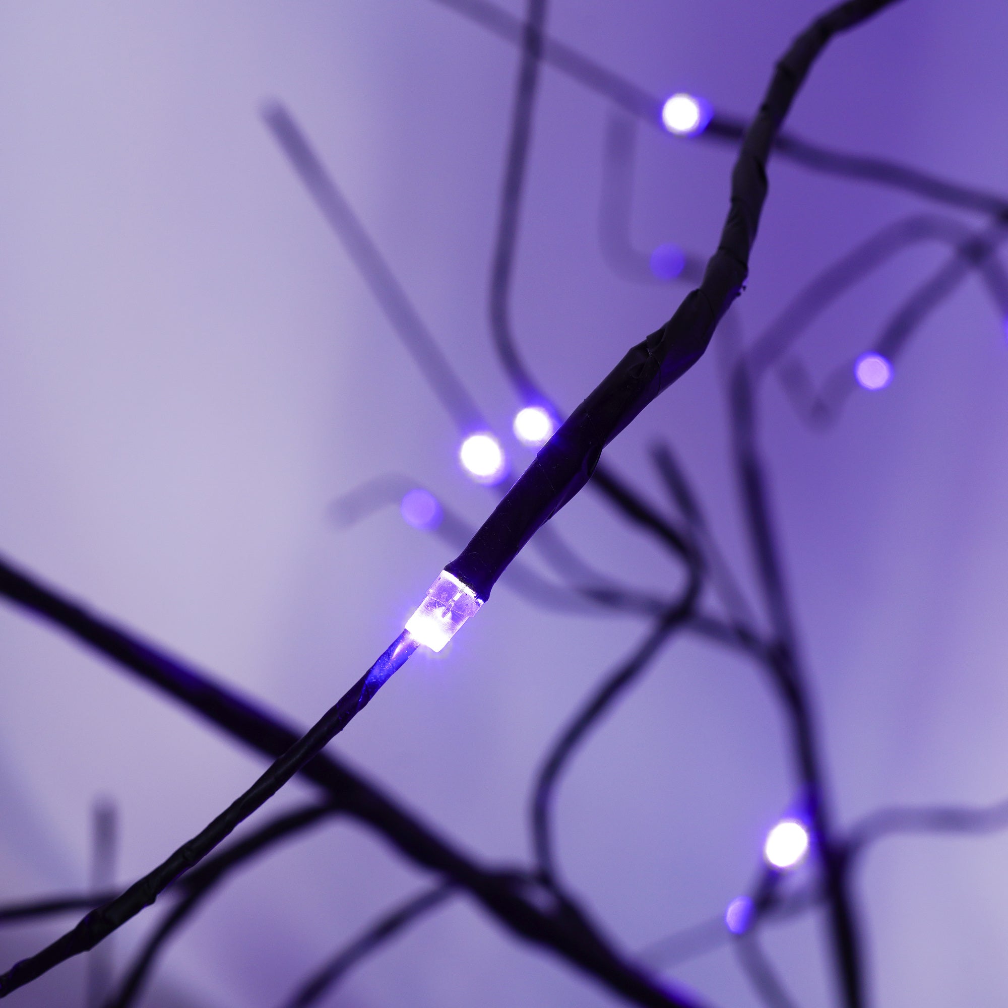 4-6FT Halloween Spooky Tree with 216 Purple LED Lights, Lighted Black Artificial Tree for Indoor Haunted House Decor, Durable Vinyl, Steady Glow