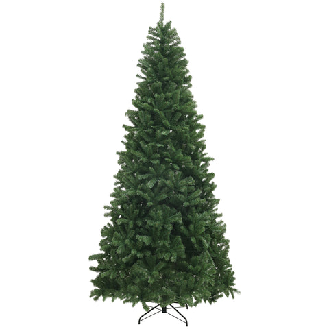 HOMCOM 9ft Artificial Christmas Tree - Unlit Green Xmas Tree with 2132 Branch Tips, Auto Open, Flame Retardant, Steel Base for Home & Office Holiday Decor