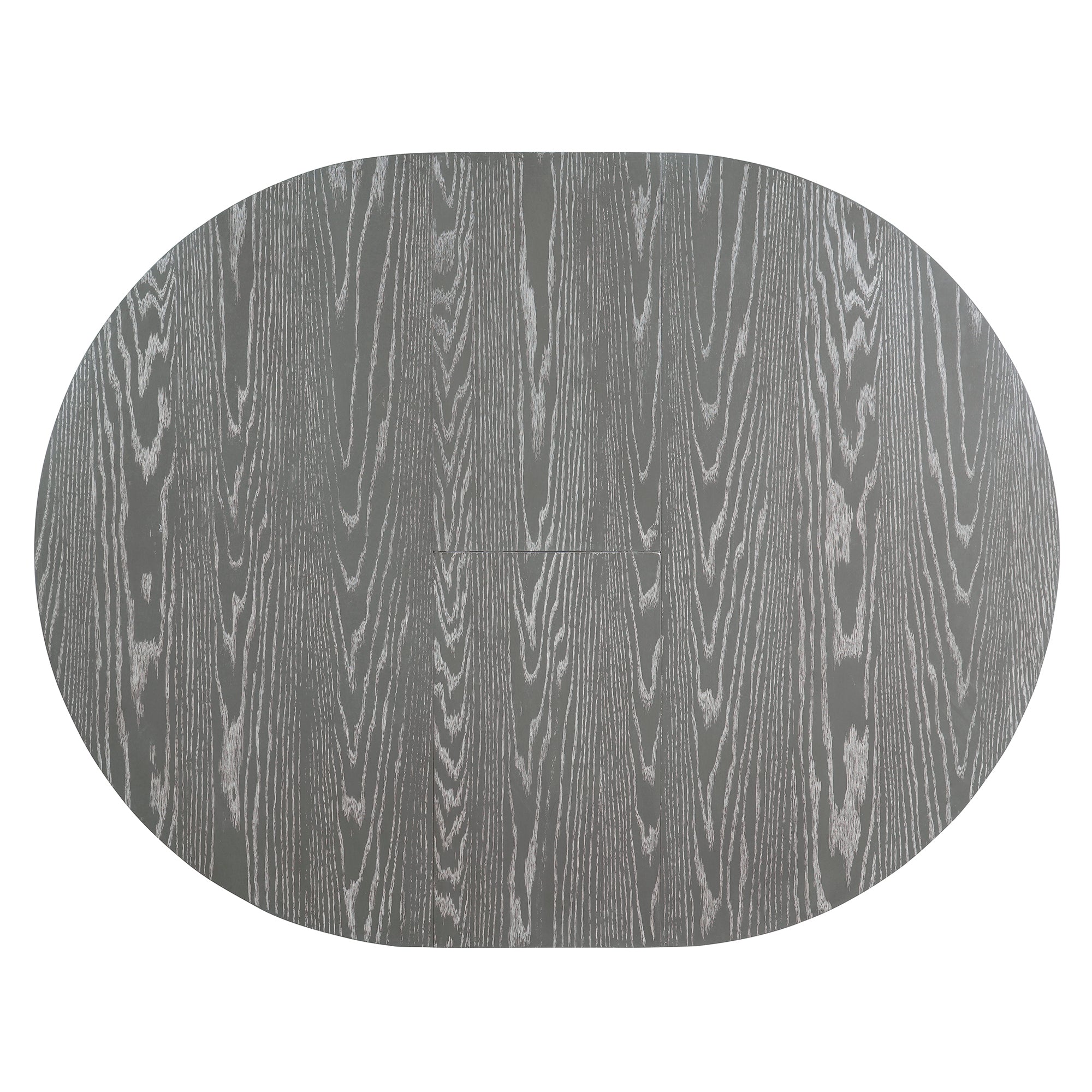 TREXM 5-Piece Extendable Round Dining Table Set for 4 - Vintage Grey Rubberwood & Linen Upholstered Chairs - 42"-54" Oval/Round Table for Kitchen, Dining Room, Living Room