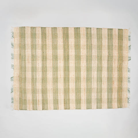 Natural Jute &amp; Cotton Green Plaid Area Rug | Handwoven 8x10 ft Eco-Friendly Rug for Living Room, Bedroom, Entryway | Durable, Soft, Rustic Home Decor