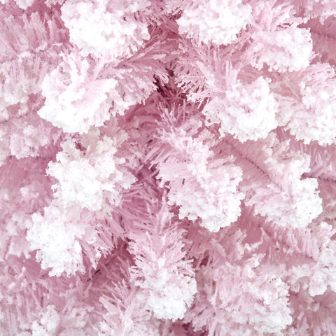 HOMCOM 6ft Pink Snow Flocked Artificial Pencil Christmas Tree - Slim, Realistic Plastic Branches, Flame-Retardant, Easy Assembly &amp; Storage for Festive Indoor Decor