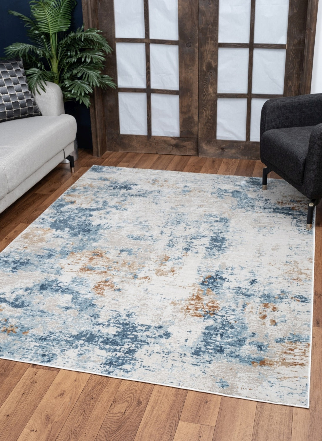 Elegance GC_CNC6003 Multi 2x3 ft Abstract Area Rug: Modern Polyester Beige Plush Comfort for Living Room, Entryway, Office - Stain Resistant, Low Pile, Jute Backing - Made in Turkey