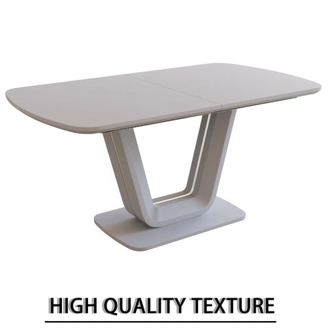 Expandable Dining Table Set for 2-8 People, 63-79" Gray MDF Kitchen Table with 4 PU Leather Padded Chairs, U-Shaped Legs, Modern Farmhouse Style for Dining Room & Living Room