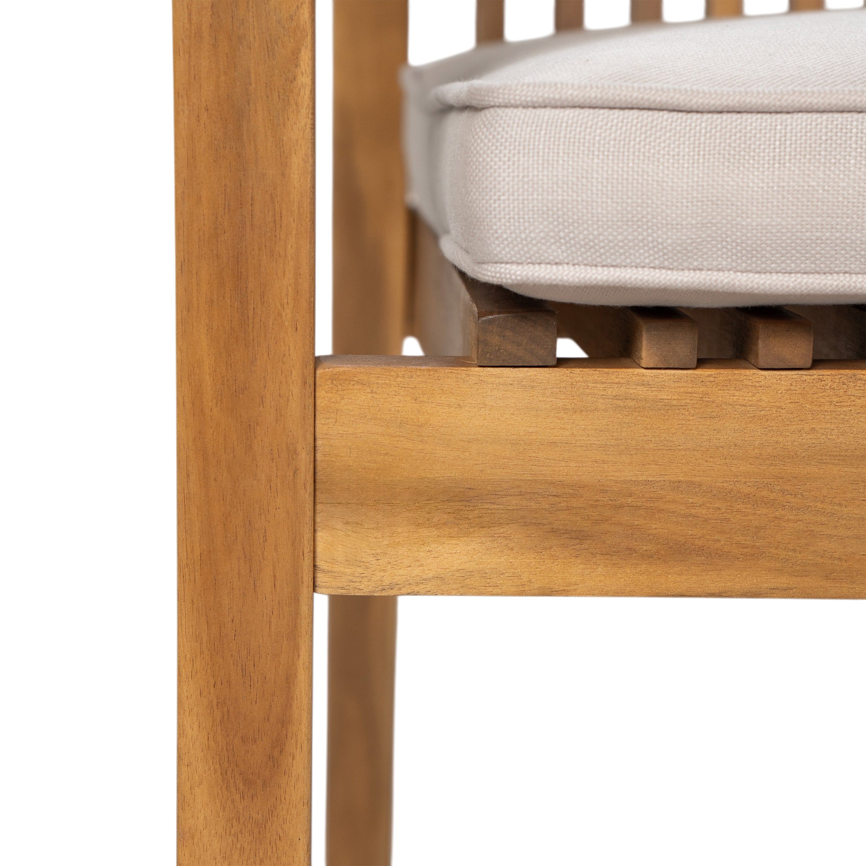 Durable 5-Piece Acacia Wood Patio Furniture Set: Natural Table & 4 Beige Cushioned Chairs for Outdoor Dining, Garden, Deck - Heavy-Duty, All-Weather, 69" Table, 400lb Chairs