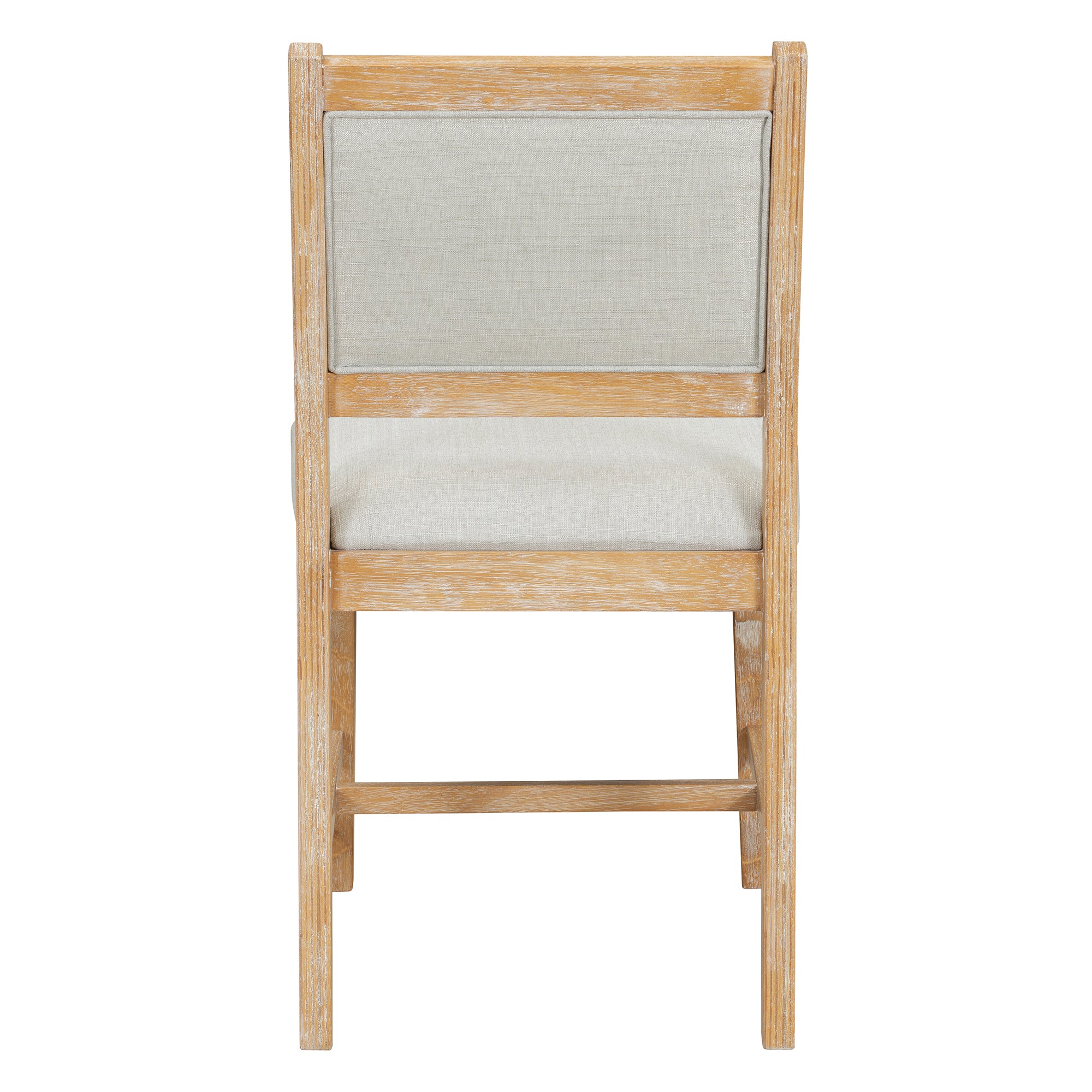 TREXM 7-Piece Retro Rectangular Wood Dining Table Set for 6 - Natural Oak Veneer & MDF with Upholstered Foam Chairs - Spacious Kitchen & Dining Room Furniture - Durable Solid Wood Legs