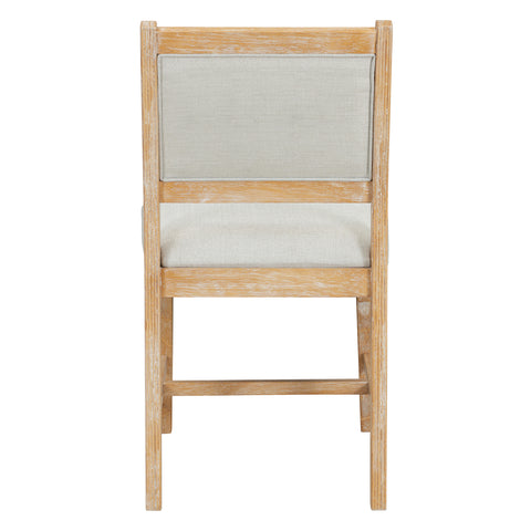 TREXM 7-Piece Retro Rectangular Wood Dining Table Set for 6 - Natural Oak Veneer & MDF with Upholstered Foam Chairs - Spacious Kitchen & Dining Room Furniture - Durable Solid Wood Legs