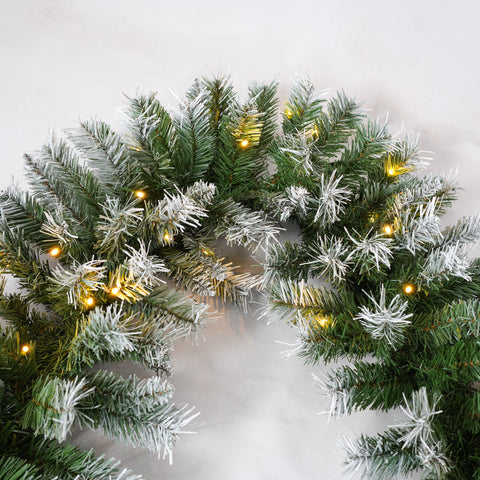 4ft White & Green Artificial Christmas Tree Set with LED Lights, 3-Piece Wreath & Entrance Trees, Fire-Resistant PVC, Easy Assembly, Glamorous Gold Pots for Home Decor