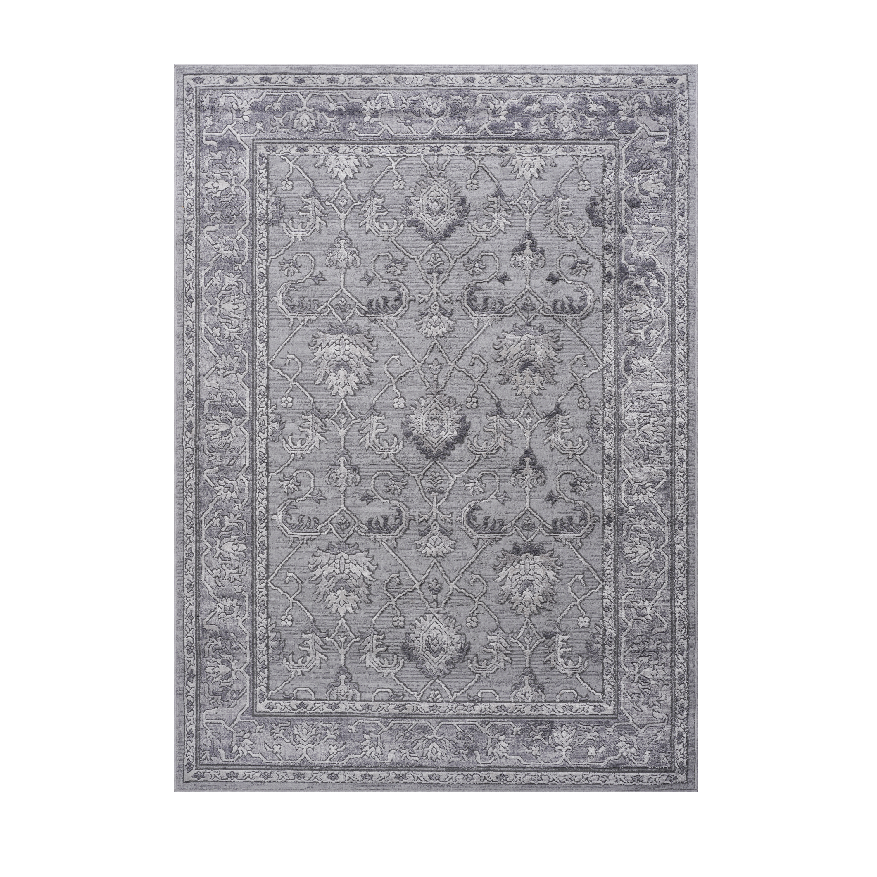 MARFI Collection 5x7 Grey Oriental Area Rug: Trendy Stain-Resistant Polyester, Kid &amp; Pet-Friendly, Durable Medium Pile (0.35"), Turkish Made