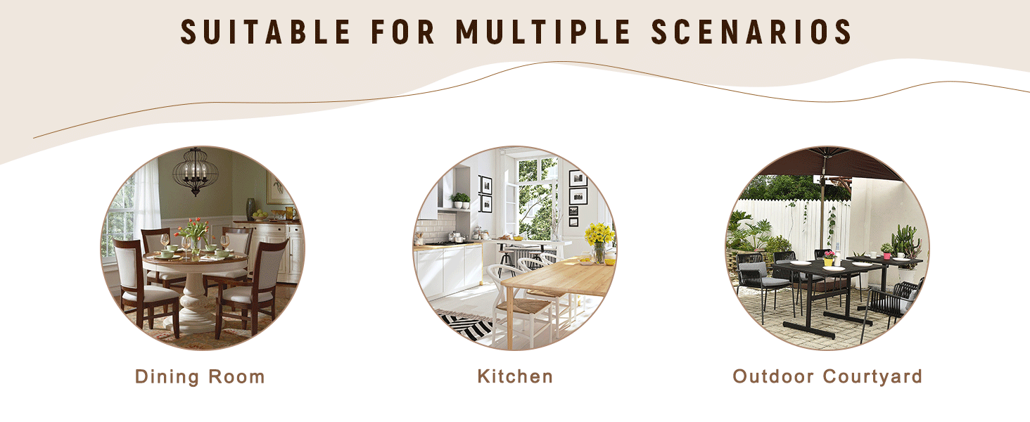 71" Wooden & Black Spliced Dining Table Set with Storage, Seats 6, Paired with Light Gray Linen-Cotton Chairs - Perfect for Kitchen, Dining Room, Home Gatherings