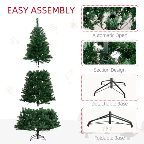 HOMCOM 7.5ft Prelit Douglas Fir Artificial Christmas Tree - Lush Green, 1346 Realistic Tips, 500 Warm White LEDs, Metal Base - Perfect for Home Holiday Decor