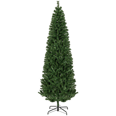 HOMCOM 7ft Slim Pencil Christmas Tree - Unlit Artificial Douglas Fir, Realistic Green Xmas Tree with 818 Tips, Flame Retardant, Easy Assembly &amp; Storage for Home Decor