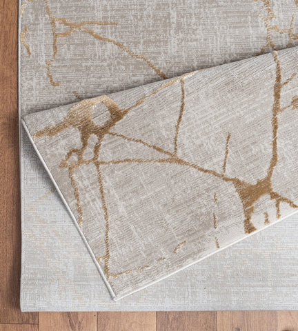 Elegance GC_CNC6004 Gold 7'10" x 10'3" Beige Polyester Area Rug | Soft, Durable, Stain-Resistant for Living Room, Bedroom, High-Traffic Areas | 0.31" Pile Height, Jute Backing, Made in Turkey