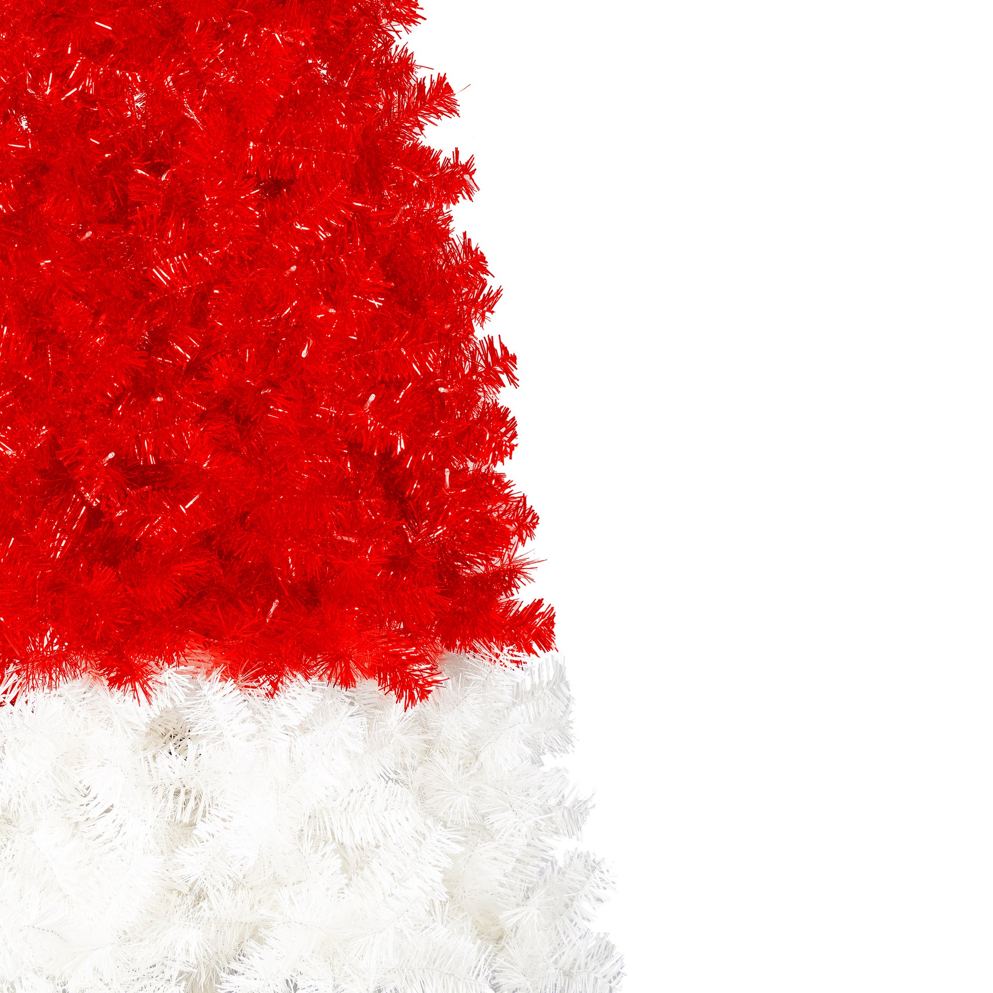 6FT Whimsical Santa Hat Christmas Tree | 1050 PET Tips | Pre-Lit 300 Cold White LEDs | Red & White | Indoor Holiday Decor