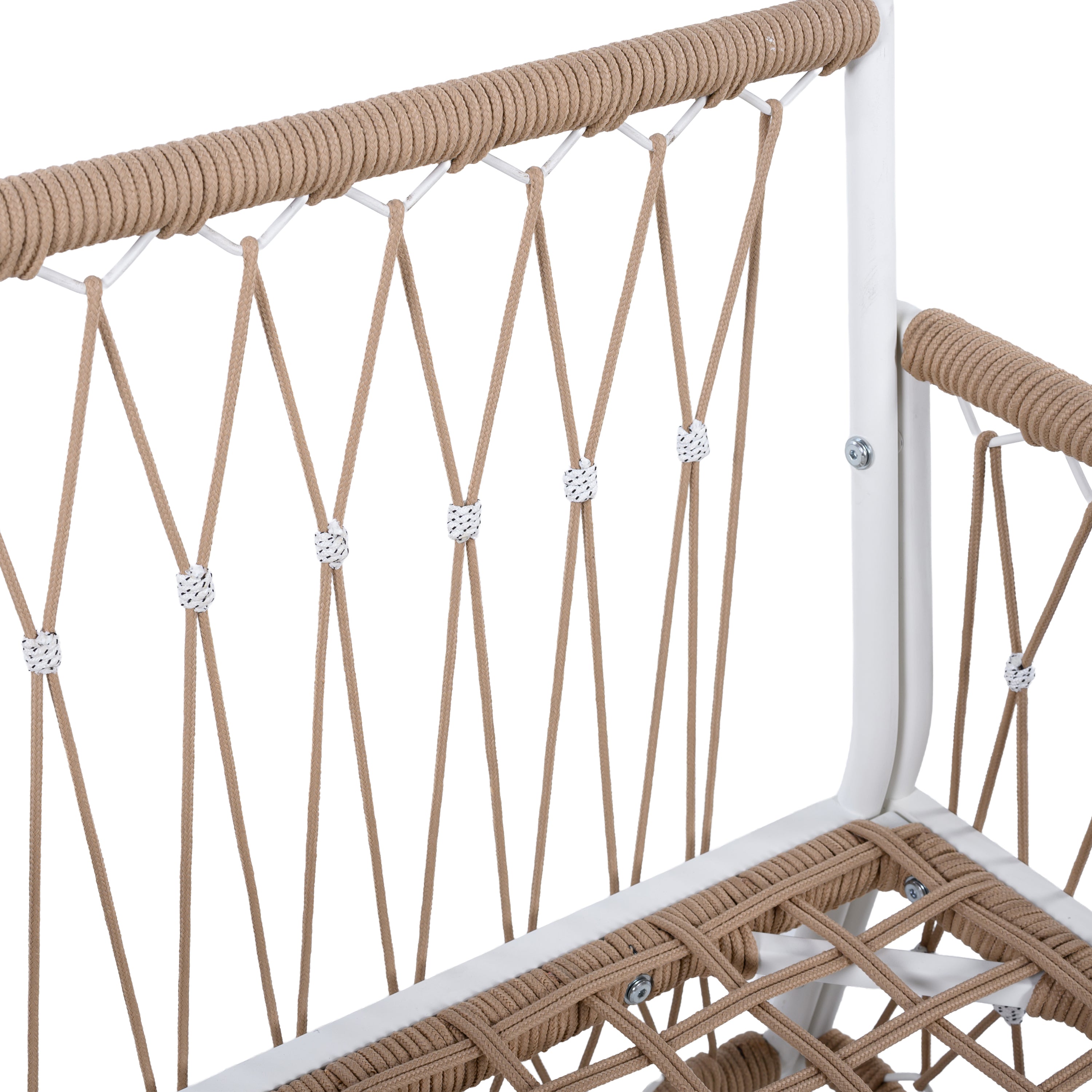 Boho 3-Piece Outdoor Furniture Set: 2 Lounge Chairs & Glass Side Table | Handwoven Rope, Powder-Coated Steel | Waterproof Cushions | Patio, Garden, Poolside Relaxation