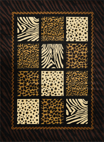Tribes GC 2x3 ft Animal Print Area Rug - Zebra, Leopard, Tiger Motif - Durable Polypropylene, Stain Resistant, Kid & Pet Friendly - Machine-Made in Turkey, Black Multi