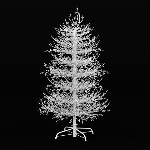 4FT Snow Flocked Aspen Fir Artificial Christmas Tree - Hinged, 280 Tips, 230 Warm White LED Lights, Coral White for Home, Party & Holiday Decor