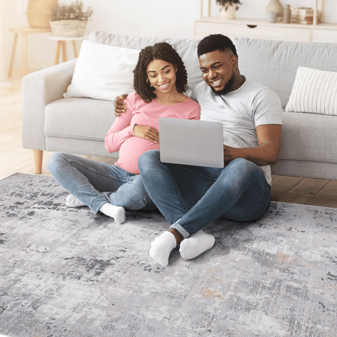 MARFI Collection 5'x7' Grey Multi Abstract Area Rug - Stain-Resistant, Non-Shedding Polyester for Living Room, Bedroom, Entryway, Home Office. Durable, Kid & Pet-Friendly, Medium Pile (0.35"). Turkish Made.