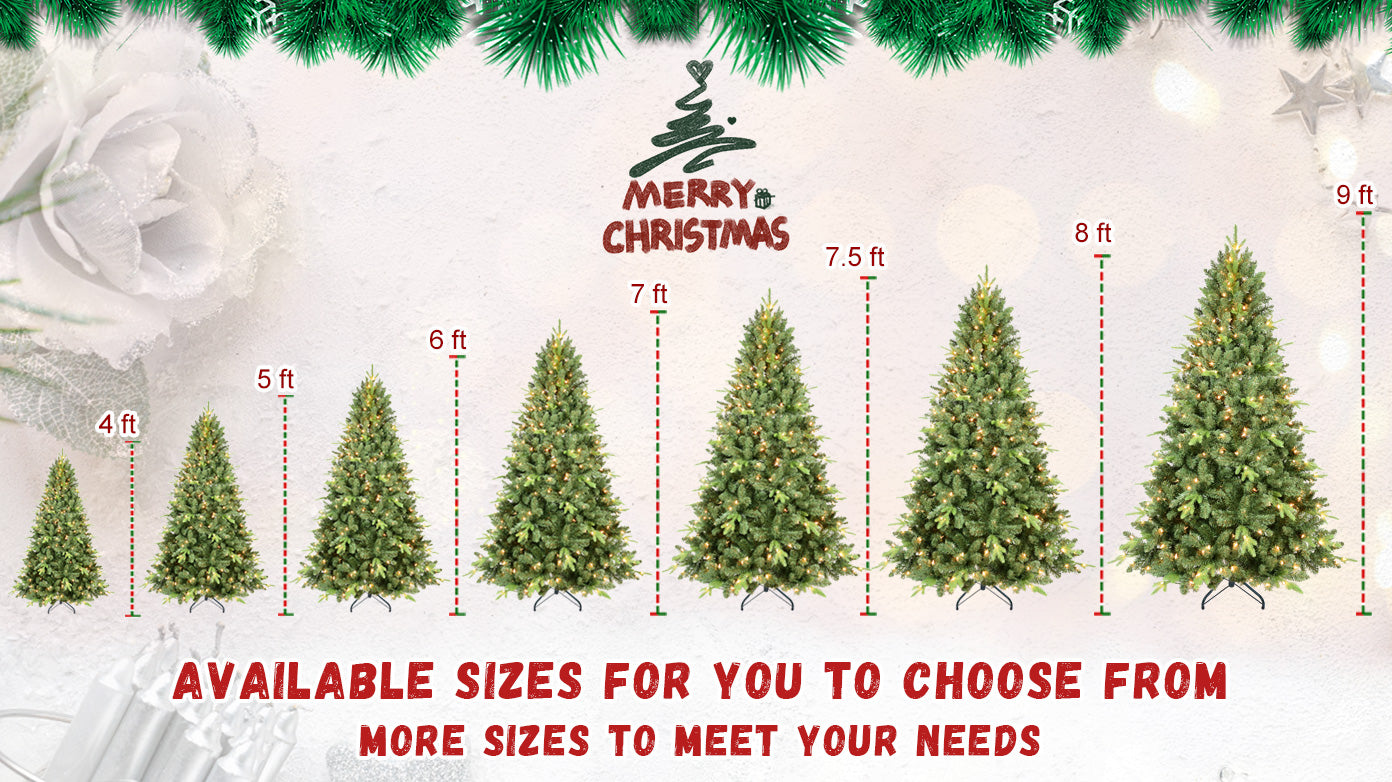 7FT Pre-Lit Christmas Tree: 450 UL Warm White Lights, 1875 Lush PE+PVC Tips, Hinged Branches for Easy Setup, Sturdy Metal Stand. Realistic Full Green Tree for Cozy Holiday Home Decor.
