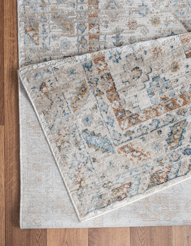 Noble GC_GEN7002 Ivory 2'x3' Area Rug: Timeless Medallion Pattern, 100% Polyester, Low Pile, Stain-Resistant, Made in Turkey - Perfect for Entryways & High Traffic Home Areas