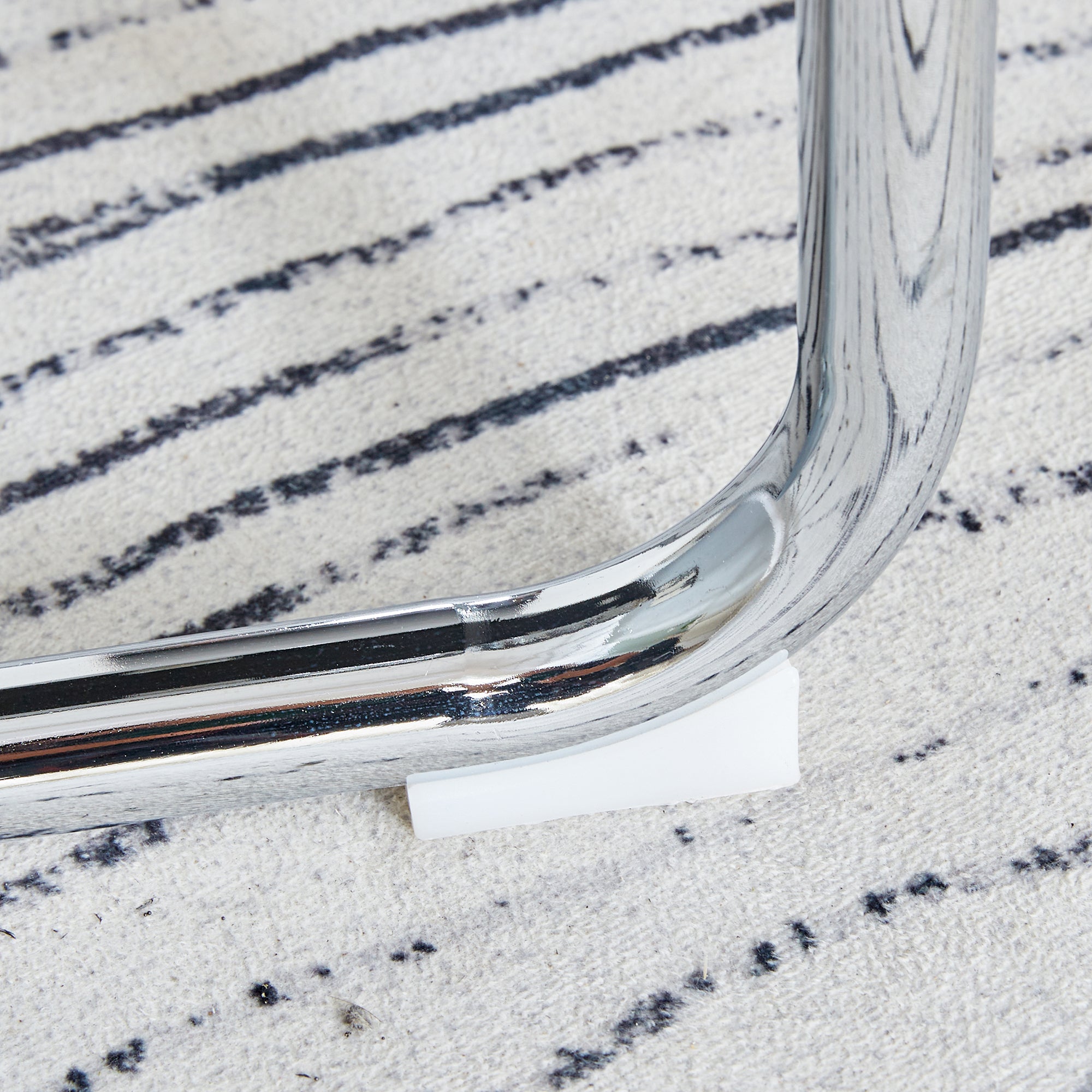 55" Cream-Style White MDF Dining Table Set with 6 Black PU Chairs & Silver Metal Legs - Modern Kitchen Furniture for Family Meals, Seats 6, Durable & Easy Assembly