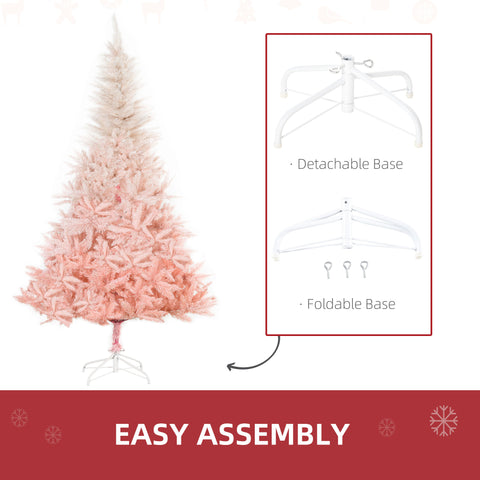 HOMCOM 6ft Pink Spruce Artificial Christmas Tree: 800 Tips, Realistic Branches, Unlit, Flame-Retardant Plastic for Festive Home &amp; Holiday Decor