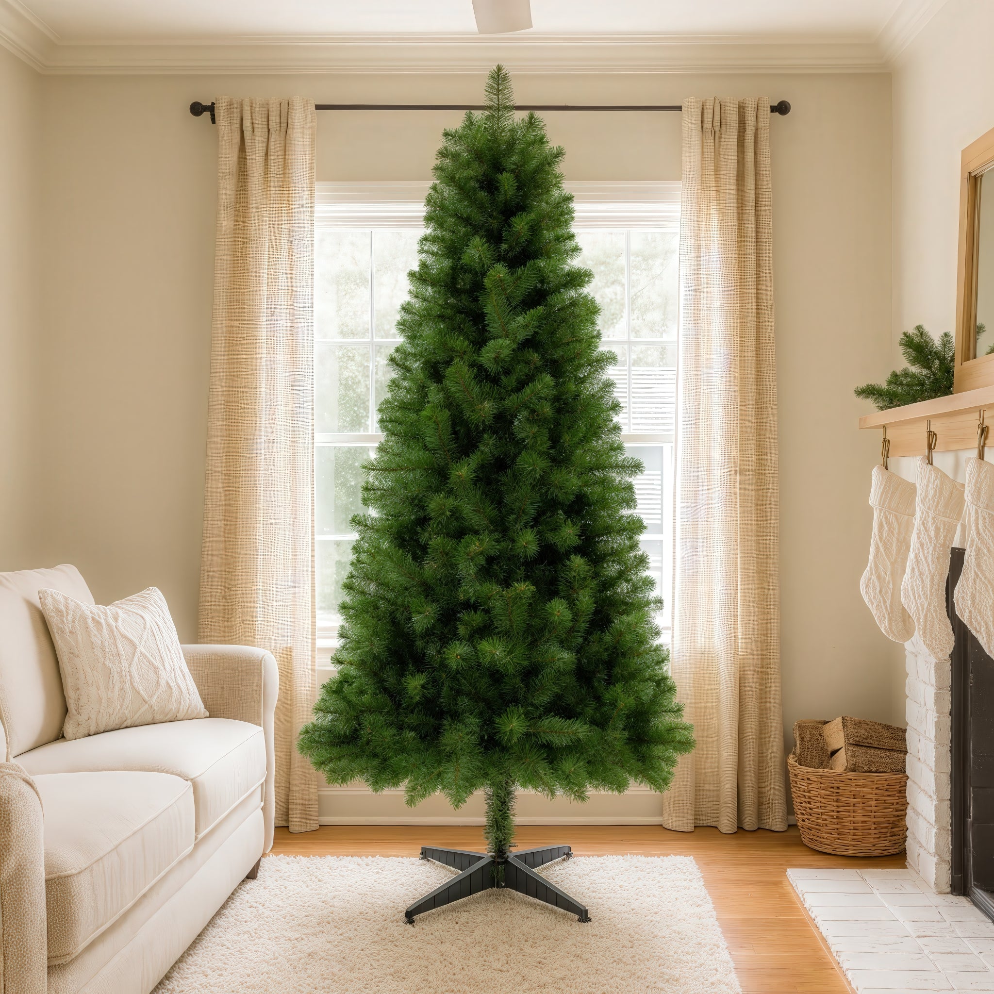 6FT Classic Green Artificial Christmas Tree | 490 Full PVC Tips | Unlit Holiday Decor for Home, Office, Dorm | Stable 4-Leg Stand | Indoor Seasonal Decoration