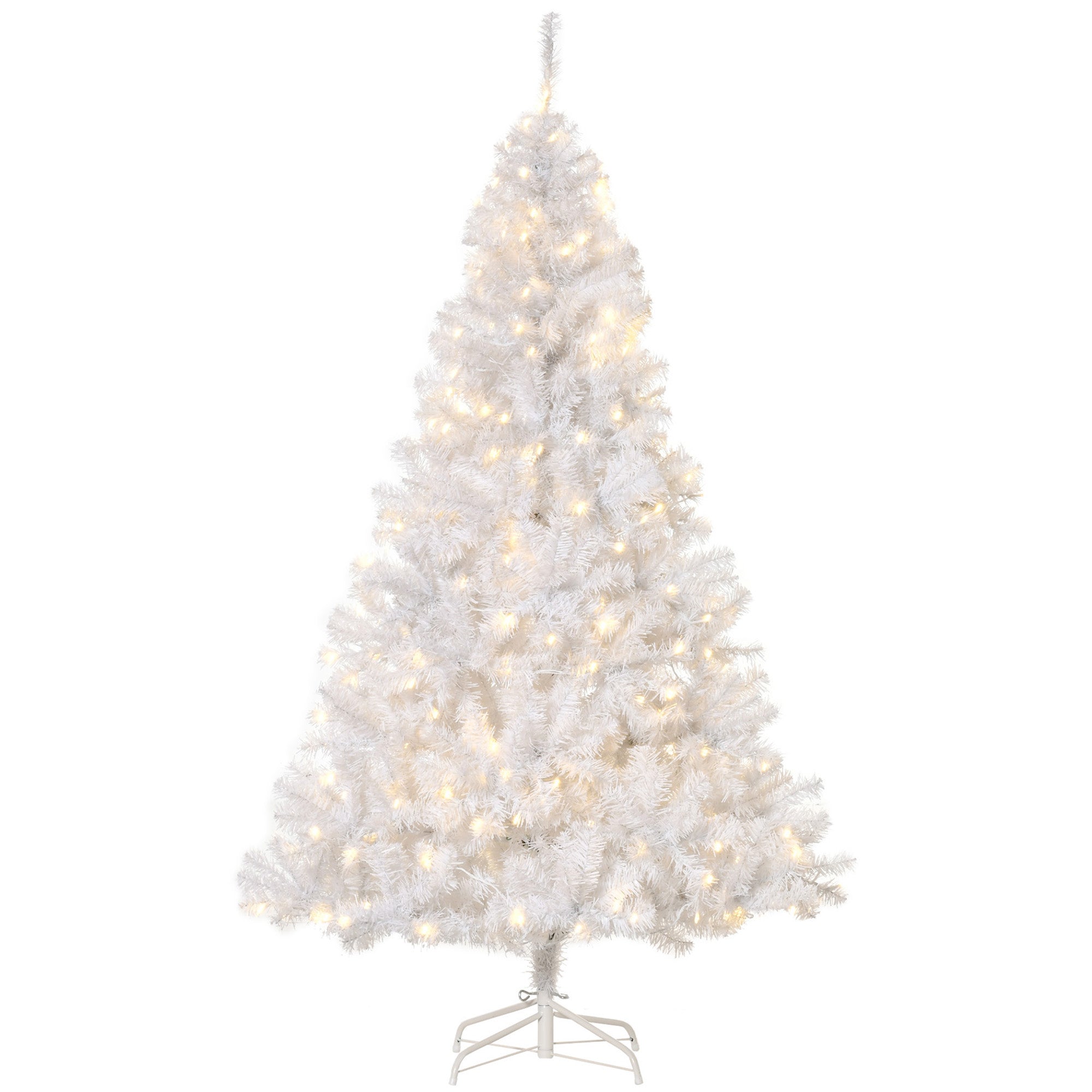 HOMCOM 6ft White Douglas Fir Artificial Christmas Tree | 250 Warm White LEDs, 1000 Tips | Realistic Faux Pine for Festive Home Decor | Easy Assembly, Stable Metal Base