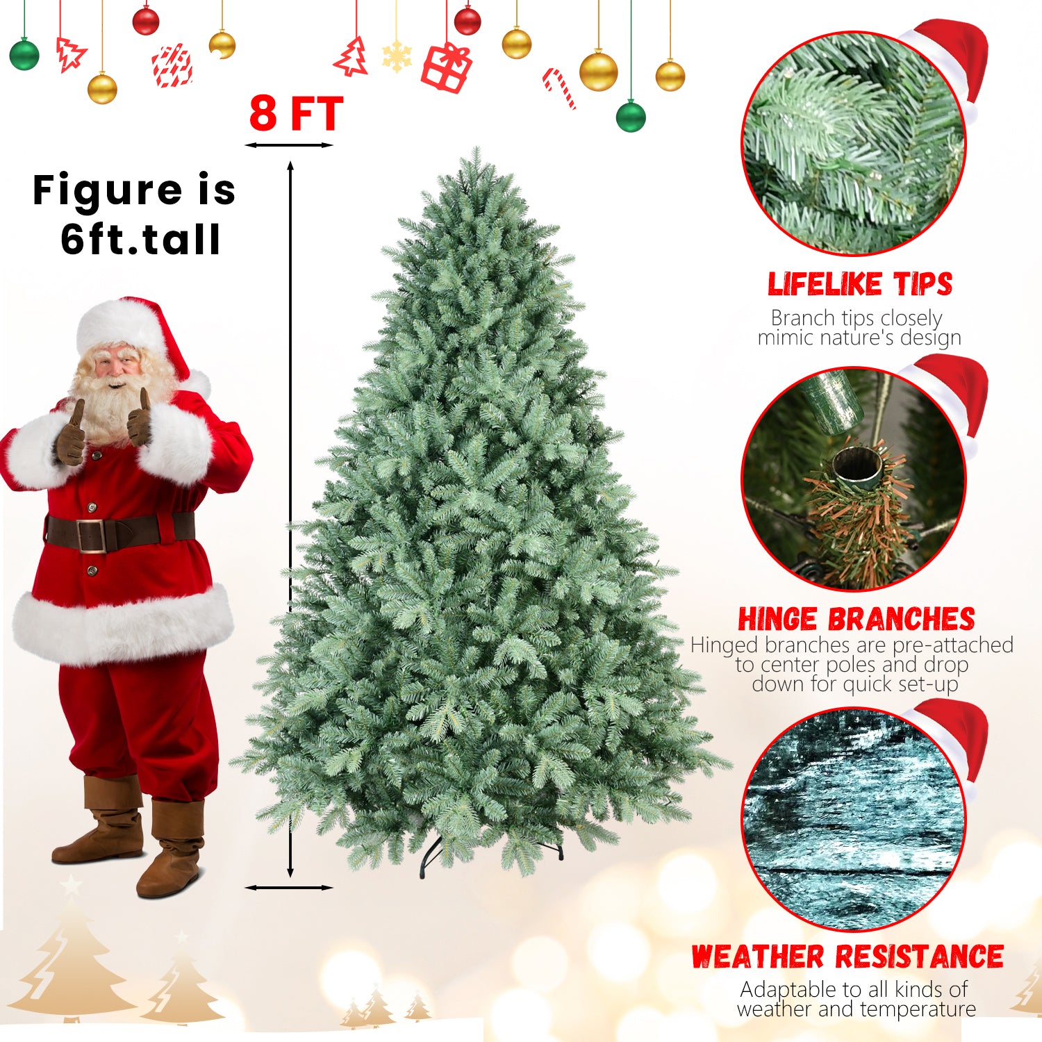 7FT Blue-Green Christmas Tree: Full-Bodied Artificial Holiday Decor with 2518 Realistic PE+PVC Tips, Hinged Branches for Easy Assembly, Stable Metal Stand, Striking Modern Festive Accent