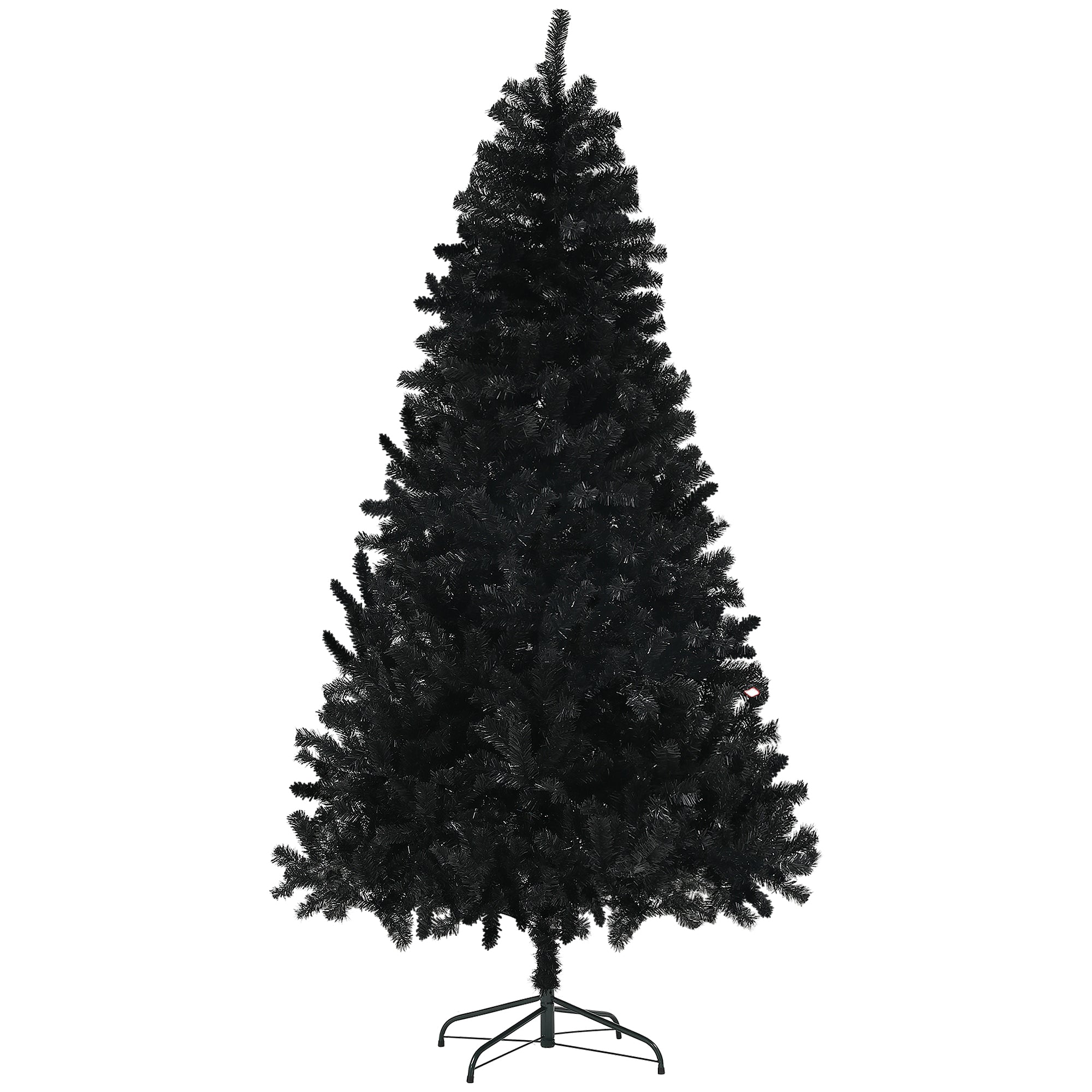 HOMCOM 7.5ft Black Artificial Christmas Tree: Auto-Open 1346 Branch Tips, Realistic Unlit Xmas Tree with Steel Base, Flame-Retardant Holiday Decor for Home & Office