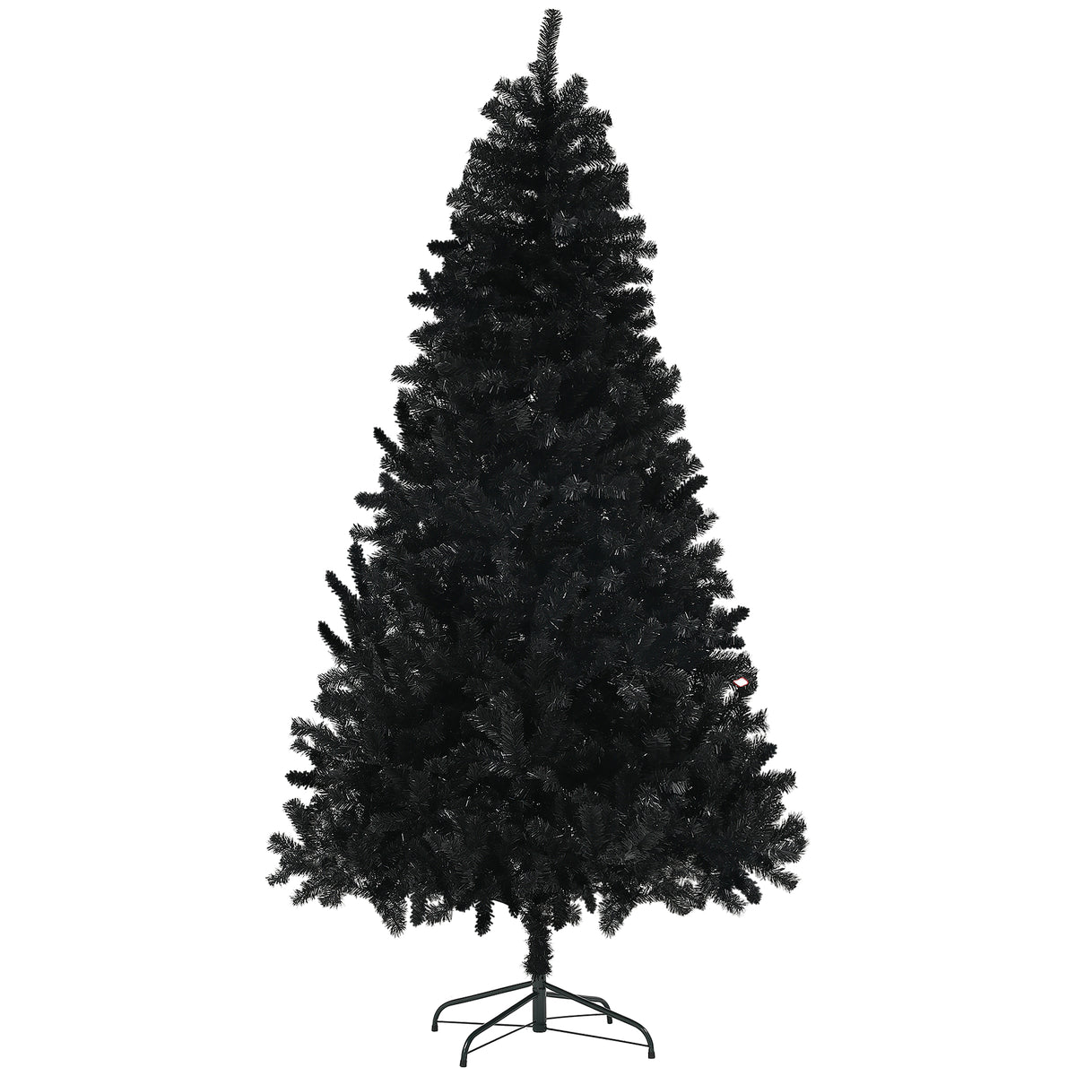 HOMCOM 7.5ft Black Artificial Christmas Tree: Auto-Open 1346 Branch Tips, Realistic Unlit Xmas Tree with Steel Base, Flame-Retardant Holiday Decor for Home & Office