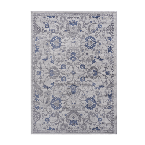 MARFI Collection 8x10 Oriental Area Rug - Stain Resistant, Non-Shedding Polyester Blue/Silver Rug for Living Room, Bedroom, Entryway, Office - Durable, Easy Care, Medium Pile, Cotton Backing, Turkish Made