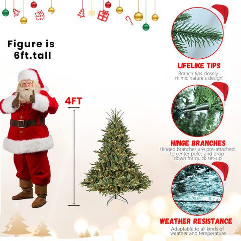 9FT Full-Shape Christmas Tree: 1100 UL Warm White Lights, 3451 PE/PVC Tips, Hinged Branches, Wide Base, Stable Metal Stand for Festive Home Decor