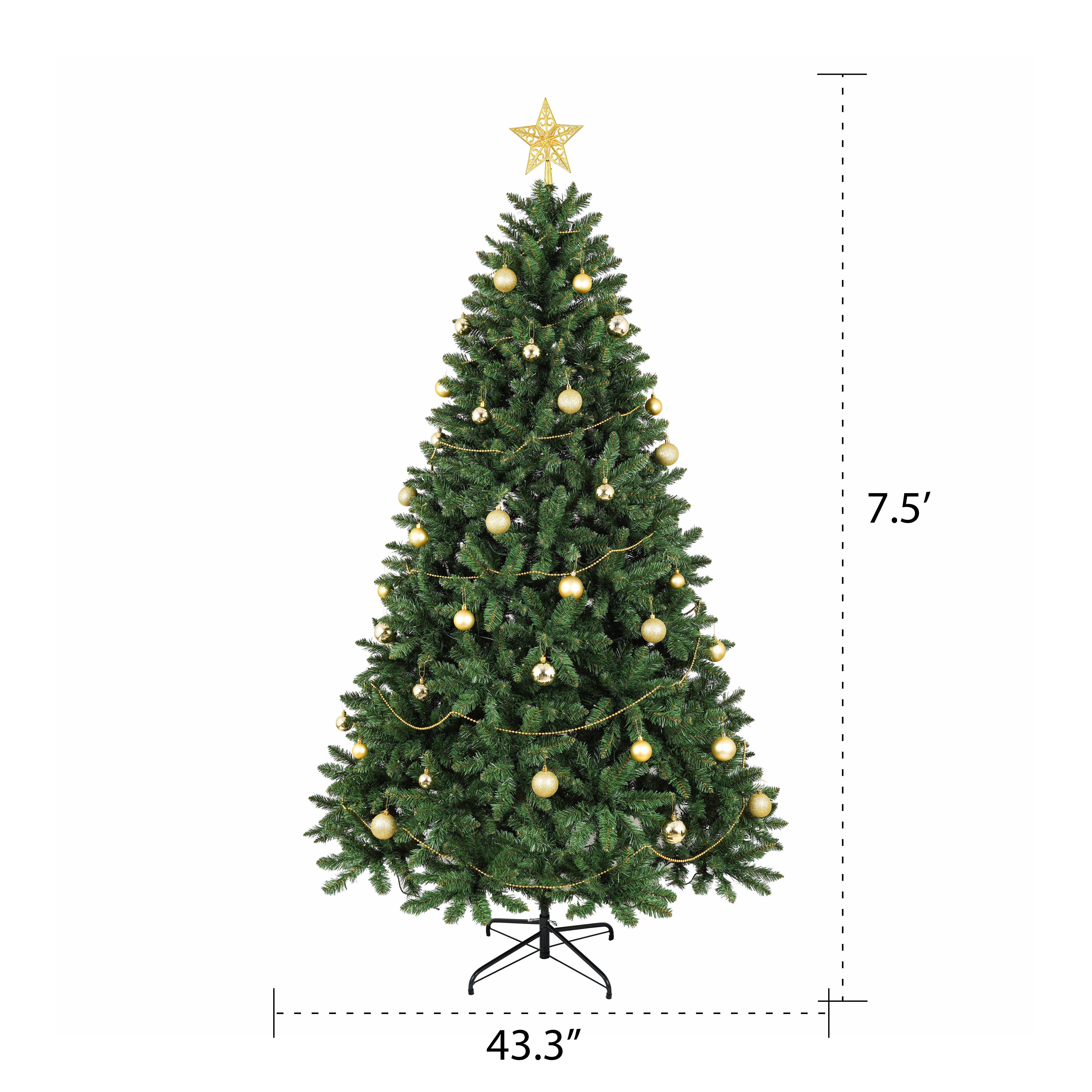 6FT Green Christmas Tree: 250 Warm White LED Lights, 1000 Realistic PVC &amp; Hard Needle Tips, Hinged Branches, Sturdy Metal Stand for Indoor Home Holiday Decor