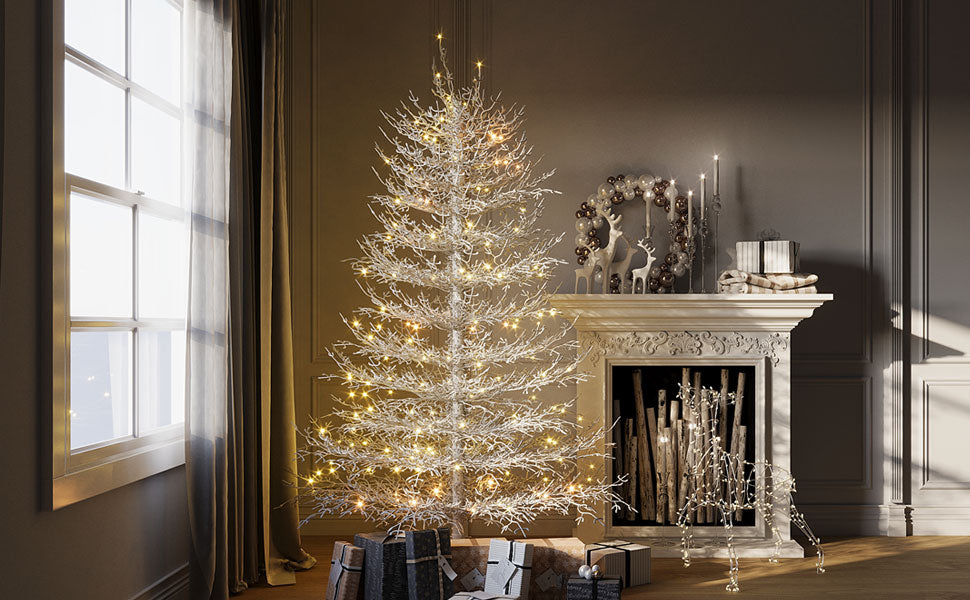 6FT Snow Flocked Aspen Fir Artificial Christmas Tree | Hinged Design with 623 Lush PE Tips & 420 Warm White LED Lights | Stunning Holiday Decor for Home & Party