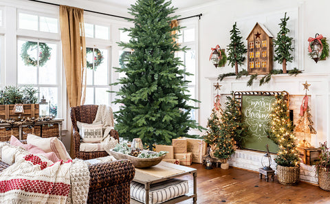 6.5FT Green PVC+PE Hinged Christmas Tree - 2142 Lush Tips, Full &amp; Realistic Mixed Needle Design, Sturdy Metal Stand for Festive Home Decor