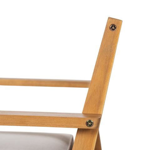 Durable 5-Piece Acacia Wood Patio Furniture Set: Natural Table & 4 Beige Cushioned Chairs for Outdoor Dining, Garden, Deck - Heavy-Duty, All-Weather, 69" Table, 400lb Chairs