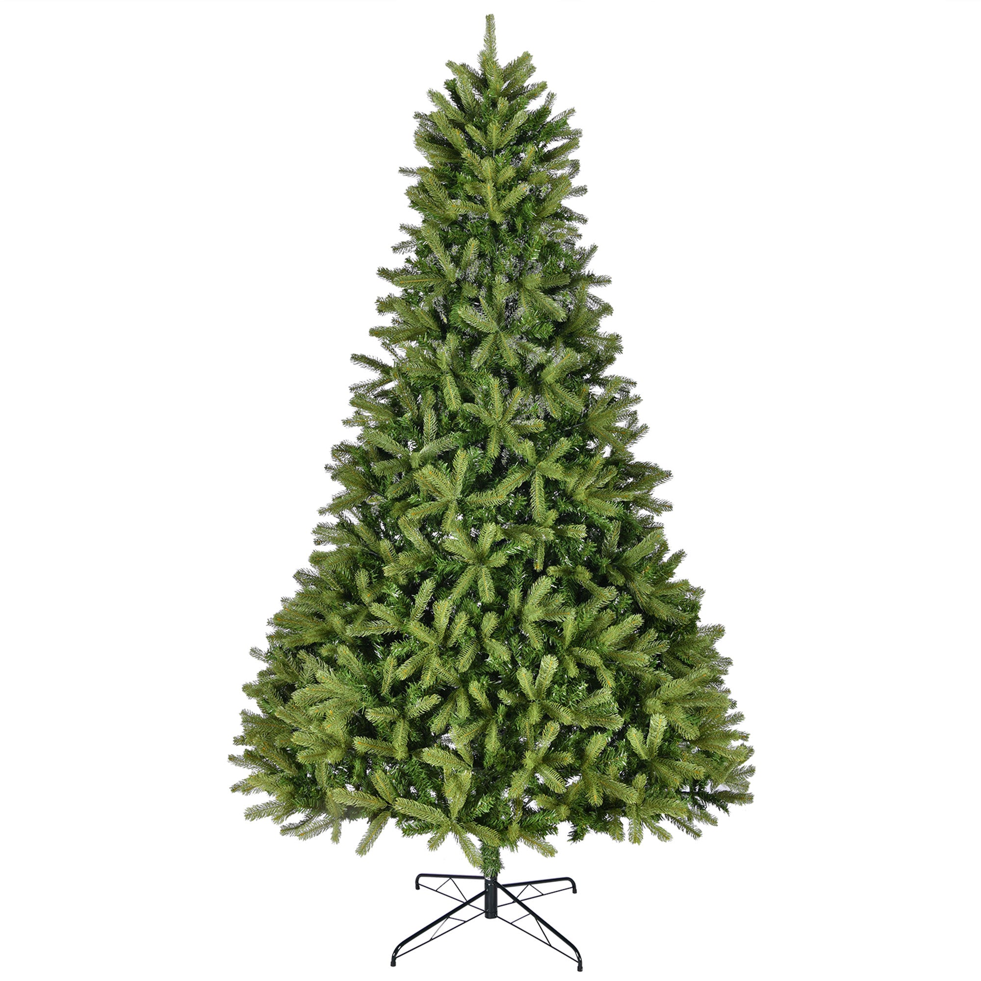 9Ft Premium Green Spruce Artificial Christmas Tree: 2576 PE/PVC Mixed Tips, Unlit Hinged Holiday Decor with Foldable Metal Stand for Easy Assembly &amp; Indoor/Outdoor Use